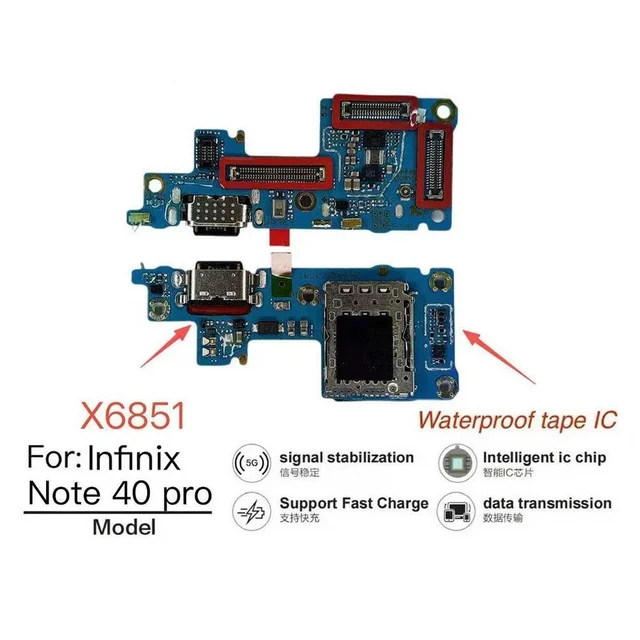 Infinix For Infinix Note 40 Pro 5G X6851 Charging USB Port Sim Socket Mic Flex PCB