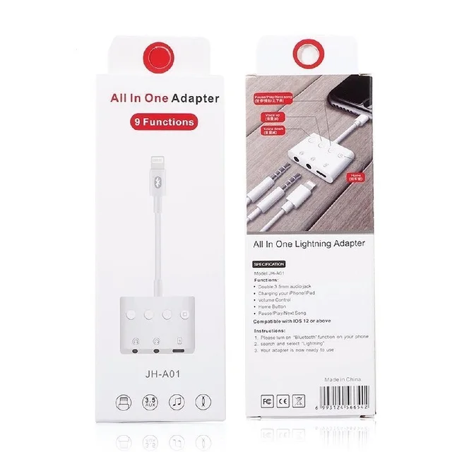 iSparehub For iPhone All In One Lightning Adapter JH-A01 9 Functions Bluetooth Audio Charging