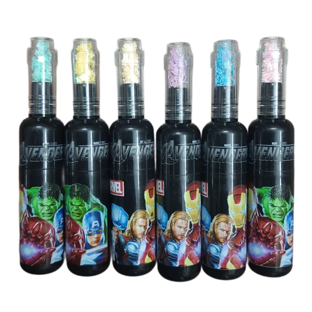 Superhero Glitter Highlighter Marker Pen Set for Kids – 6 Color Marker Pens, School Stationery Gift Pack with Zipper Pouch