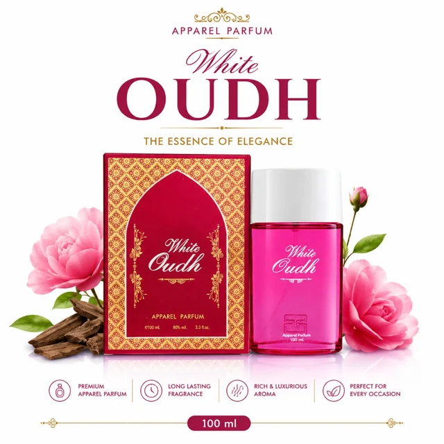 Ramco White Oudh Apparel Parfum 100 ml | Rich & Luxurious Aroma | Long-Lasting Fragrance | Premium Apparel Perfume for Men & Women | Perfect for Every Occasion