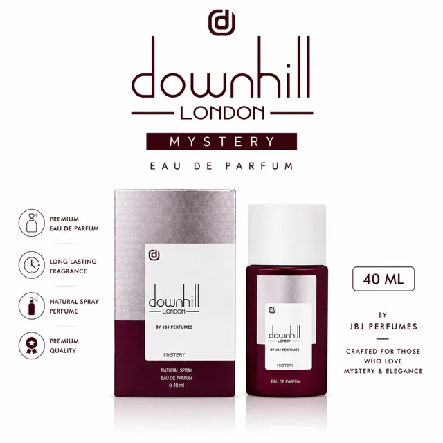 JBJ Downhill London Mystery Eau De Parfum, Premium Long-Lasting Fragrance, Natural Spray Perfume, 40 ML