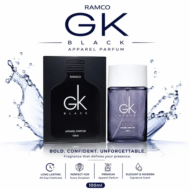 RAMCO GK Black Apparel Parfum for Men, Elegant & Modern Signature Fragrance, Long-Lasting Freshness, Premium Everyday & Occasion Wear Perfume – 100ml