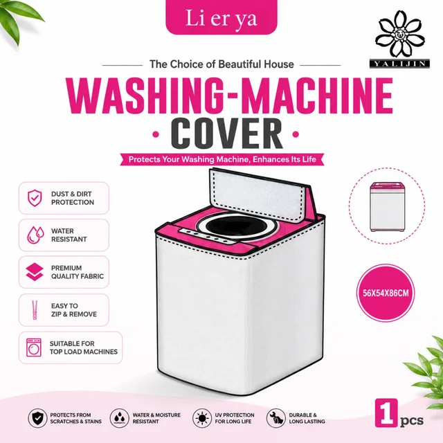 Washing Machine Cover for Top Load Machines ( RANDOM COLOURS & DESIGNS )| Dust, Dirt & Water Resistant Protective Cover | Premium Quality Fabric | UV Protection | 56 × 54 × 86 cm