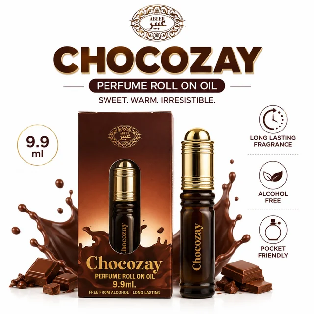 Abeer Chocozay Perfume Roll On Oil, 9.9 ml | Sweet & Warm Chocolate-Inspired Fragrance | Alcohol-Free, Long-Lasting & Pocket Friendly Roll-On Perfume