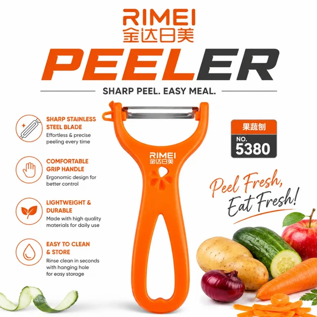 RIMEI 5380 Vegetable & Fruit Peeler – Sharp Stainless Steel Blade with Ergonomic Grip, Lightweight & Easy-Clean Kitchen Peeler