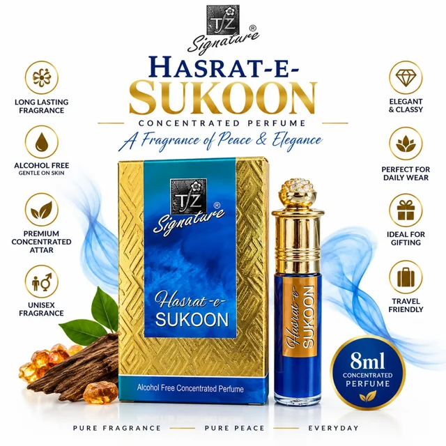 TfZ Signature Hasrat-e-Sukoon Alcohol-Free Concentrated Perfume | Premium Attar Fragrance | Unisex Perfume for Men & Women | Long-Lasting Fragrance | 8ml