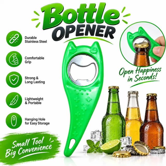 Cat-Shaped Bottle Opener – Durable Opener with Comfortable Grip, Lightweight Design & Hanging Hole for Easy Storage