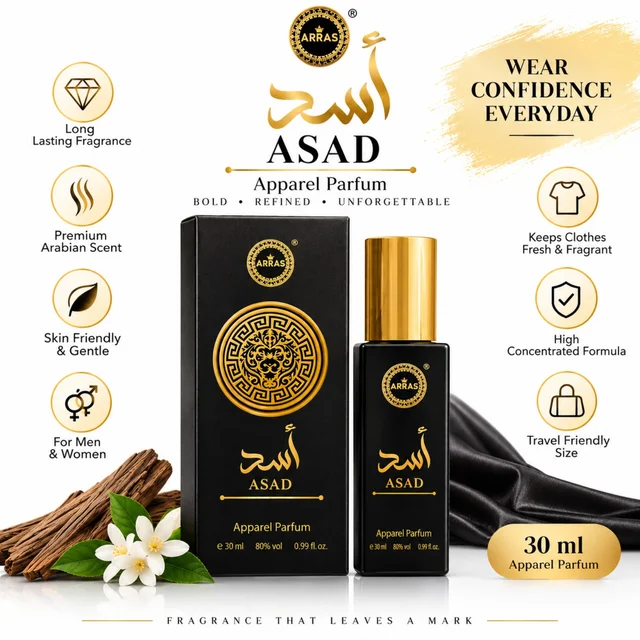 ARRAS ASAD Apparel Parfum for Men & Women, Premium Arabian-Inspired Fragrance, Long-Lasting Concentrated Perfume for Clothes, 30 ml