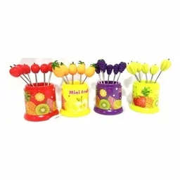 6Pcs Fruit Shape Forks with stand - Random Fruit Shape
