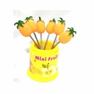 6Pcs Fruit Shape Forks with stand - Random Fruit Shape
