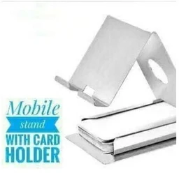 2 in 1 Stainless Steel Card Holder & Mobile Holder Stand for All Kind of Mobiles & Tablets - AO6R6S1