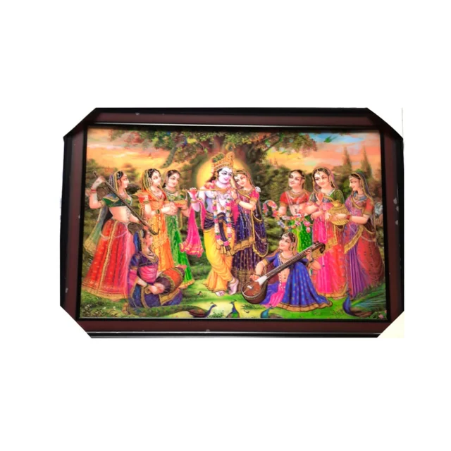 5D Radha Krishan With Gopicas 25 X 18 Inch Photo Frame. - RI7R9