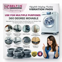 SELTOS Adjustable Washing Machine Vibration Pads (Set of 4) | Anti-Vibration & Noise Reduction Feet | 360° Movable Height Adjustable Stand for Washing Machine, Refrigerator & Furniture