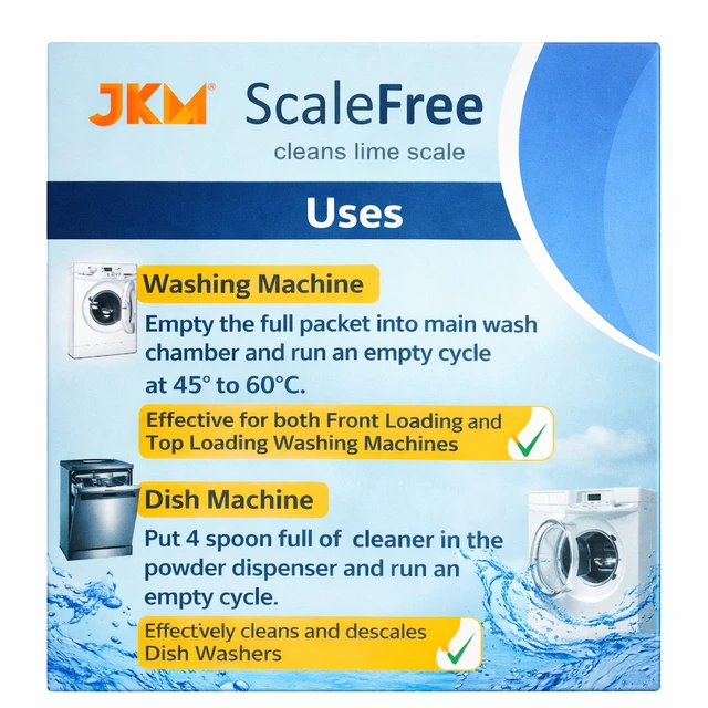 JKM Scaleout Cleans lime scale Washing Machine & Dishwasher Powder | Removes Limescale | Improves Performance & Saves Power | Suitable for Front & Top Load Machines
