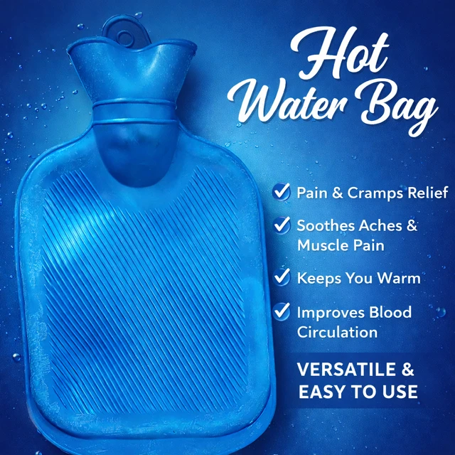 Hot Water Bag for Pain Relief 500 ml (Random colours)| Leak-Proof Rubber Heat Bag | Multipurpose Heating Pad for Back Pain, Cramps & Muscle Relief | Durable & Reusable Hot Water Bottle