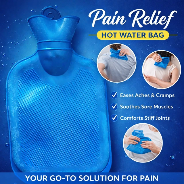 Hot Water Bag for Pain Relief 500 ml (Random colours)| Leak-Proof Rubber Heat Bag | Multipurpose Heating Pad for Back Pain, Cramps & Muscle Relief | Durable & Reusable Hot Water Bottle