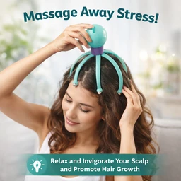 Scalp Massager ( RANDOM COLOURS) – Soft Flexible Hair Massage Tool for Stress Relief, Hair Growth & Relaxation | Manual Head Massager with Metal Beads | BOKOMO (Portable & Easy to Use)