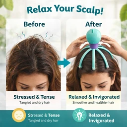 Scalp Massager ( RANDOM COLOURS) – Soft Flexible Hair Massage Tool for Stress Relief, Hair Growth & Relaxation | Manual Head Massager with Metal Beads | BOKOMO (Portable & Easy to Use)