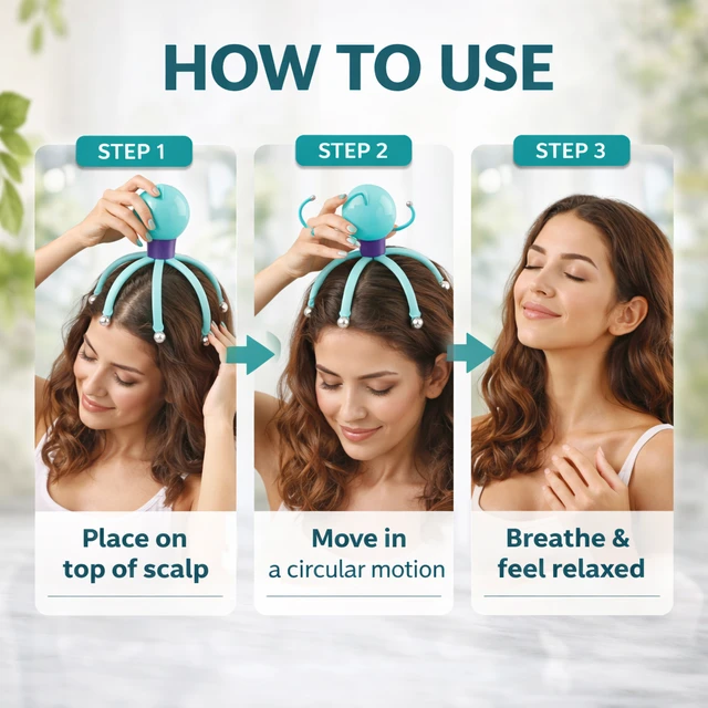 Scalp Massager ( RANDOM COLOURS) – Soft Flexible Hair Massage Tool for Stress Relief, Hair Growth & Relaxation | Manual Head Massager with Metal Beads | BOKOMO (Portable & Easy to Use)