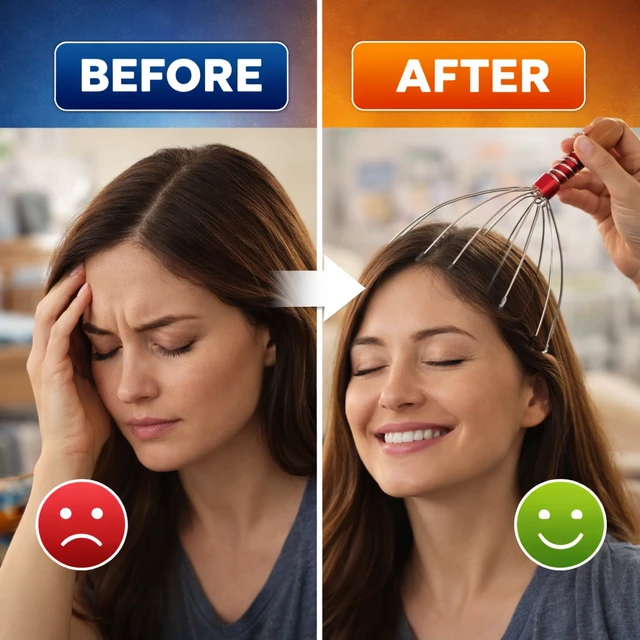 Manual Head & Scalp Massager– Stress Relief, Hair Growth Stimulation, Relaxation Tool (Multi-Wire, Portable)
