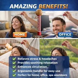 Manual Head & Scalp Massager– Stress Relief, Hair Growth Stimulation, Relaxation Tool (Multi-Wire, Portable)