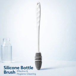 Silicone Bottle Cleaning Brush with Long Handle | Flexible Multi-Use Cleaner for Baby Bottles, Water Bottles, Glassware & Kitchen Utensils | Durable Non-Scratch Bristles | Easy Grip Handle