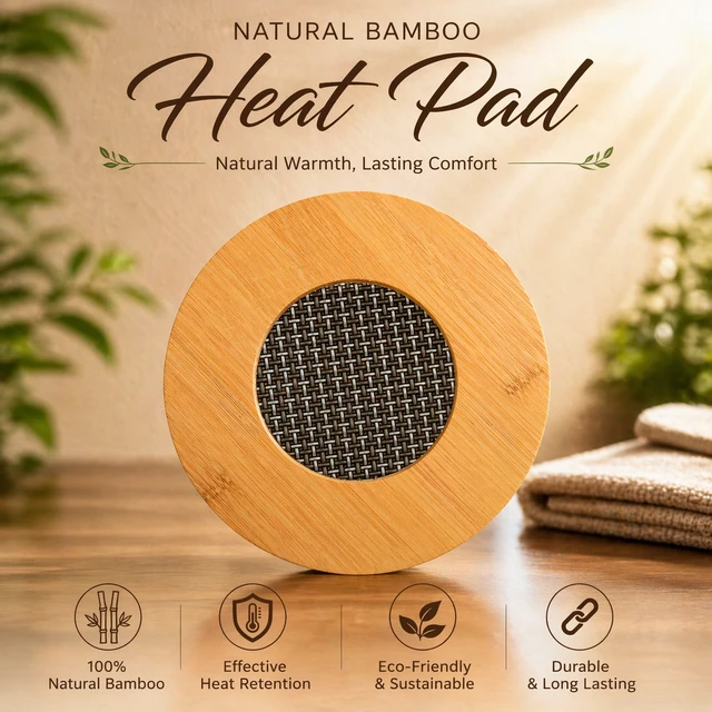 Natural Bamboo Heat Pad | Round Heat Resistant Trivet | Hot Pot Stand for Kitchen & Dining | Durable & Eco-Friendly Heat Pad - piece-1