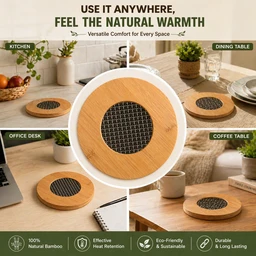 Natural Bamboo Heat Pad | Round Heat Resistant Trivet | Hot Pot Stand for Kitchen & Dining | Durable & Eco-Friendly Heat Pad - piece-1