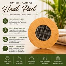 Natural Bamboo Heat Pad | Round Heat Resistant Trivet | Hot Pot Stand for Kitchen & Dining | Durable & Eco-Friendly Heat Pad - piece-1