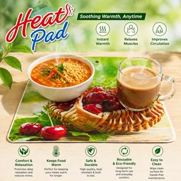 Heat Pad Multipurpose Heating Mat for Hot Pots, Bowls & Cups SIZE:-17*17 CMS| Reusable Heat Retention Pad | Portable Food Warmer Mat (Cherry Design)