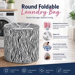 Round Foldable Laundry Bag with Handles (RANDOM COLOURS) – Portable Clothes Storage Basket for Home, Travel & Washing – Durable, Lightweight & Space Saving Design
