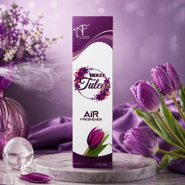 Al Minar Violet Tuleep Air Freshener Spray (250 ml) – Long Lasting Floral Fragrance for Home, Office & Car
