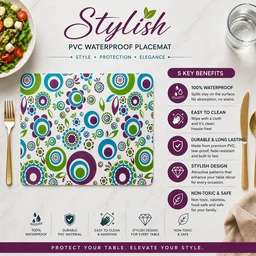 Multipurpose Set of 6 PVC Waterproof Placemats 44*28 cm/Table Mats for Dining Table ( Size: 44x29 cm)- Random colours
