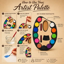 Jades Artist Palette Water Colour Set (Medium) SizeWIith Brush – 12 Vibrant Colours Kids Painting Kit (Model YSZ-144)