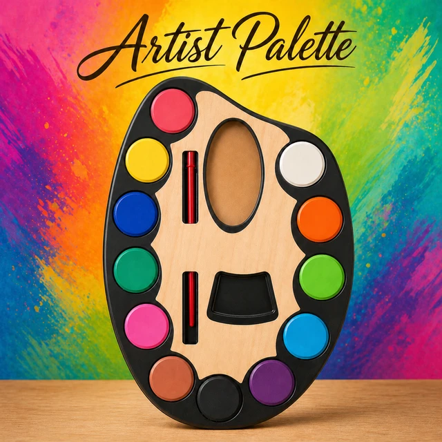 Jades Artist Palette Water Colour Set (Medium) SizeWIith Brush – 12 Vibrant Colours Kids Painting Kit (Model YSZ-144)