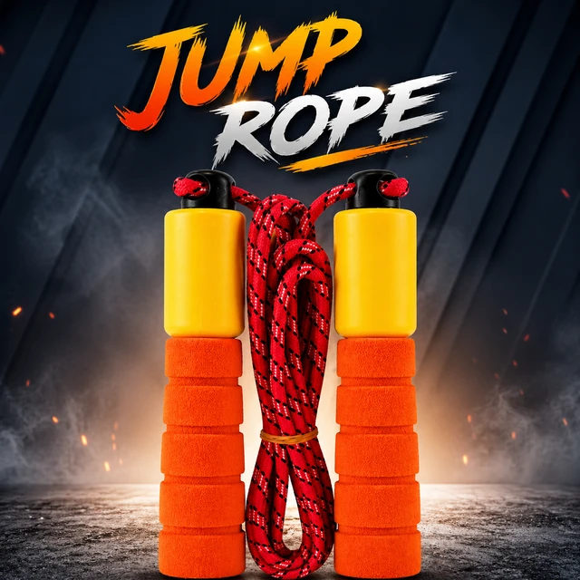 Adjustable Jump Rope with Foam Handles & Counter (KY-319) – Anti-Slip Grip, Tangle-Free Speed Skipping Rope for Kids & Adults Fitness Workout - Assorted Colour