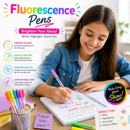 Fluorescent Gel Pen12 Colors Set – 0.8mm Fine Tip Colorful Smooth Writing Pens for School, Office, Journaling & Art (Multicolor Pack)