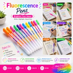 Fluorescent Gel Pen12 Colors Set – 0.8mm Fine Tip Colorful Smooth Writing Pens for School, Office, Journaling & Art (Multicolor Pack)