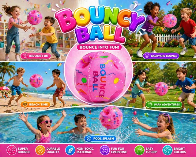 WQ Bouncy Ball for Kids – Colorful High Bounce Rubber Balls with Polka Dot Design, Fun Toy for Indoor & Outdoor Play, Party Favors & Return Gifts (Ages 3+) - 1 Piece