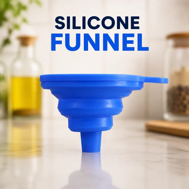 Collapsible Silicone Funnel 1- PIECE | Foldable Kitchen Funnel for Liquid & Dry Transfer | Food-Grade, Space-Saving Design (9 cm)
