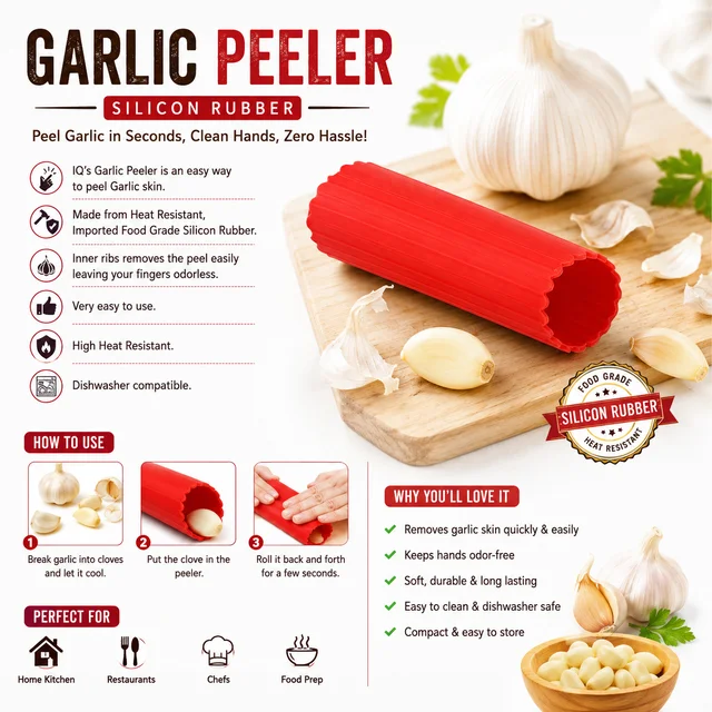 Silicone Garlic Peeler – Food Grade Silicone Rubber Garlic Skin Remover, Heat Resistant, Dishwasher Compatible, Easy-to-Use Kitchen Gadget