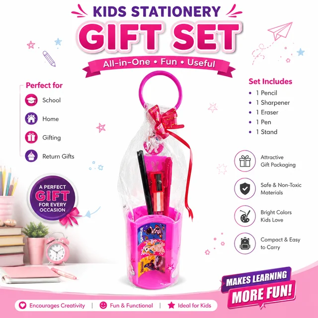 Unicorn Stationery Gift Set for Kids – Complete School & Study Kit with Cute Unicorn Design, Desk Organizer, Writing & School Essentials, Creative Gift Set for Girls & Children