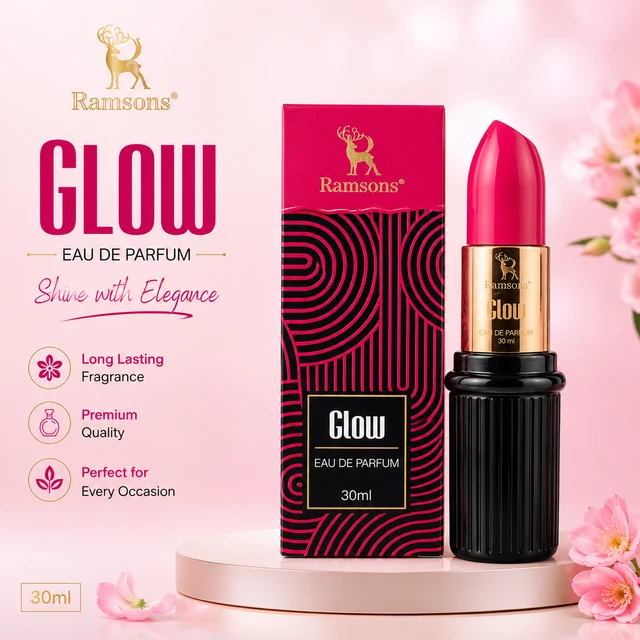 Ramsons Glow Eau De Parfum 30ML| Long Lasting Premium Fragrance | Elegant Lipstick-Shaped Perfume Bottle | Daily Wear & Party Wear Perfume