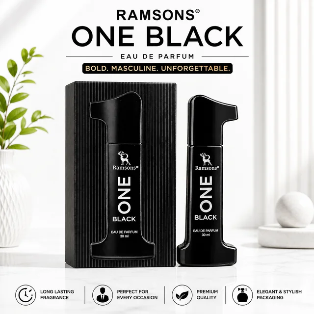Ramsons ONE BLACK Eau De Parfum 30ml | Long Lasting Premium Perfume Spray | Bold Woody & Musky Fragrance | Daily Wear, Office, Party & Special Occasion Men's Perfume