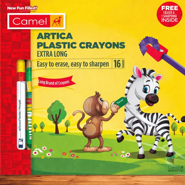 Camel Artica Plastic Crayons – 16 Shades