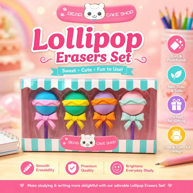 Cute Erasers Set for Kids – Colorful Shape Pencil Erasers Pack | Soft Rubber Erasers for School, Drawing & Return Gifts | Fun Stationery Gift Set for Boys & Girls