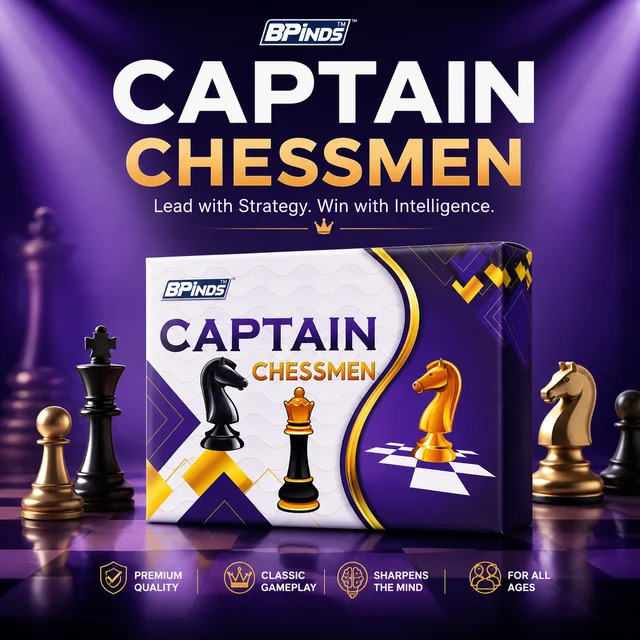 BPINDS Captain Chessmen Board Game Set for Kids & Adults | Classic Strategy Chess Game | Educational Mind Sharpening Indoor Game | Premium Quality Chess Set for Family Fun & Travel