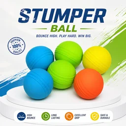 STUMPER MaxDuron Rubber Cricket Ball RANDOM COLOURS ( PIECE-1) | Durable Long-Lasting Rubber Balls with Dura Life Booster Technology | Multi-Color Sports Balls