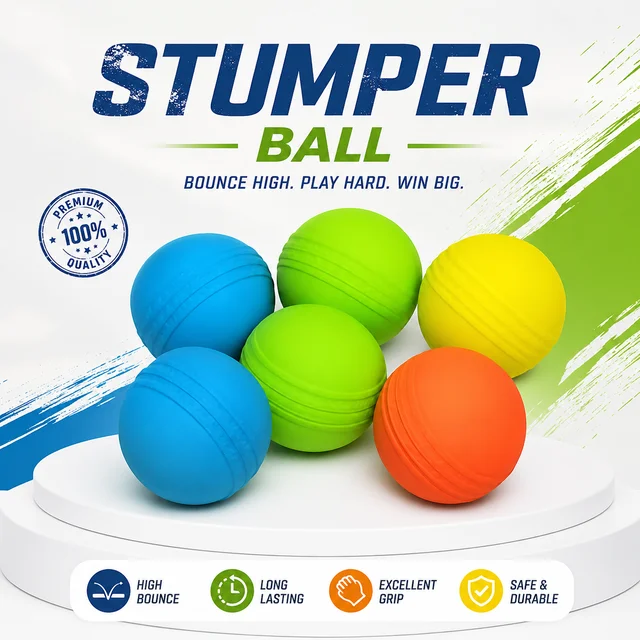 STUMPER MaxDuron Rubber Cricket Ball RANDOM COLOURS ( PIECE-1) | Durable Long-Lasting Rubber Balls with Dura Life Booster Technology | Multi-Color Sports Balls
