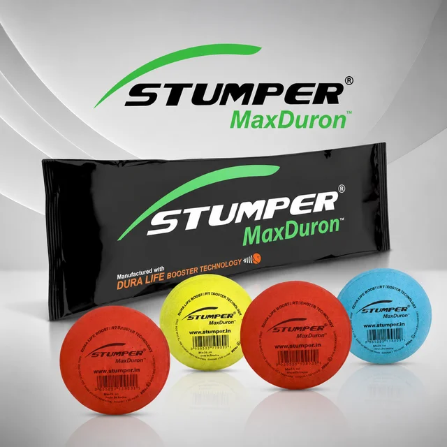 STUMPER MaxDuron Rubber Cricket Ball RANDOM COLOURS ( PIECE-1) | Durable Long-Lasting Rubber Balls with Dura Life Booster Technology | Multi-Color Sports Balls